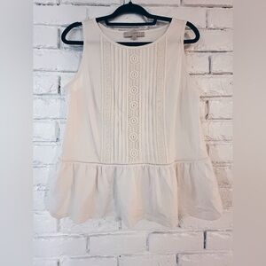 LOFT cream tank with woven detail M